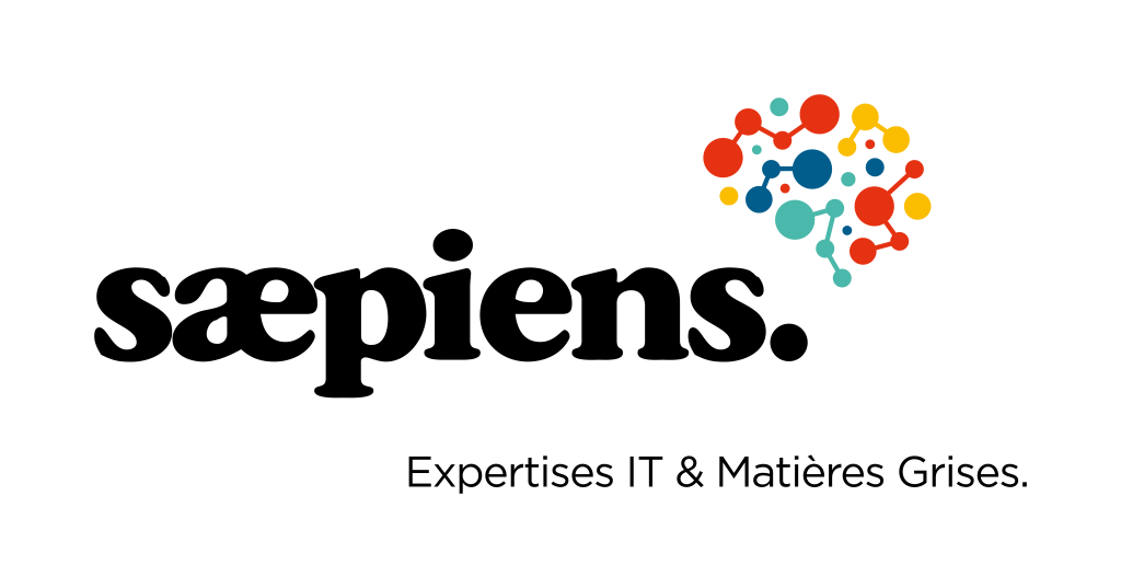 logo sæpiens noir avec cerveau de couleurs